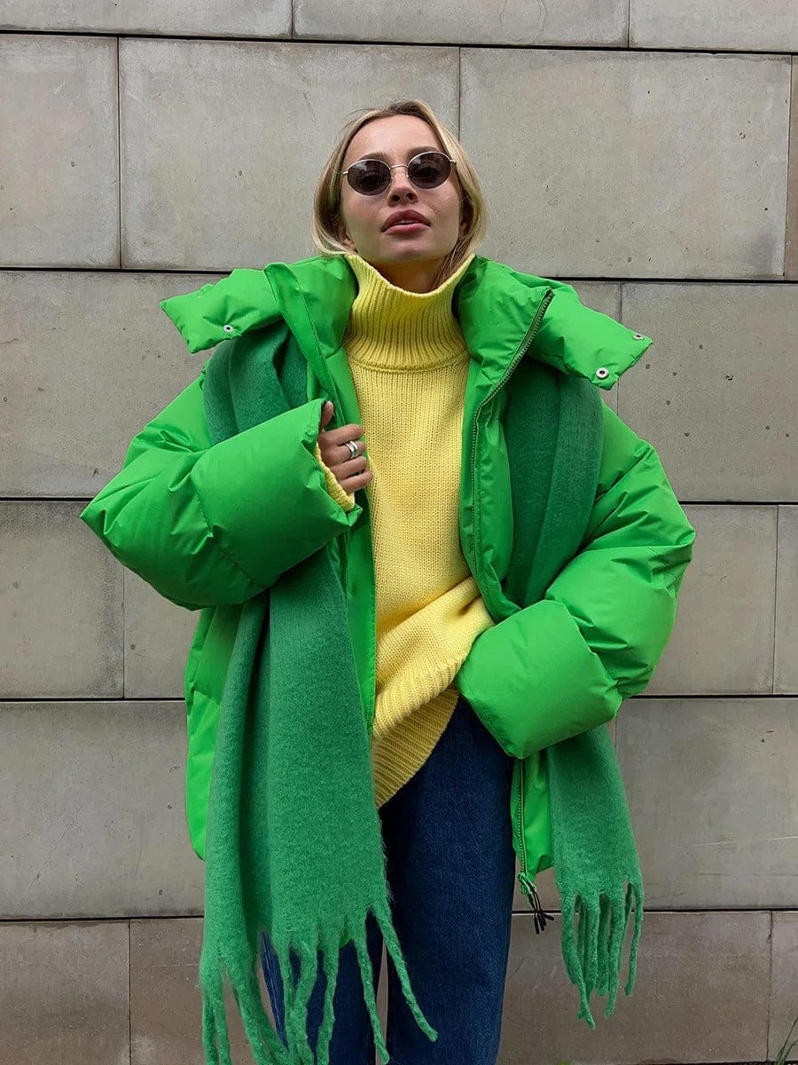 Luxeraum.de Puffer Jackets Grün 1 / S Damen Pufferjacke wattiert mit Kapuze – warm & hochwertig