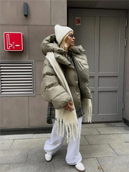 Luxeraum.de Puffer Jackets Damen Pufferjacke wattiert mit Kapuze – warm & hochwertig