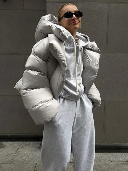 Luxeraum.de Puffer Jackets Damen Pufferjacke wattiert mit Kapuze – warm & hochwertig