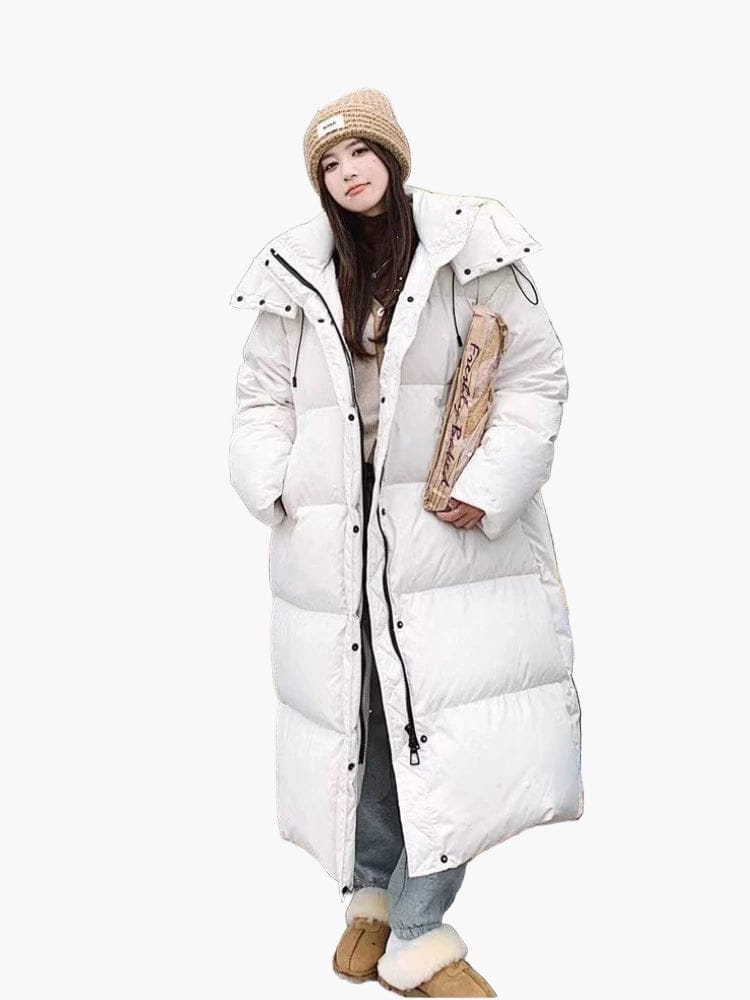 Luxeraum.de Puffer Jackets Beige / S Damen Puffermantel lang oversized, warm und modern mit Kapuze