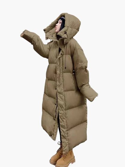 Luxeraum.de Puffer Jackets Grün / S Damen Puffermantel lang oversized, warm und modern mit Kapuze