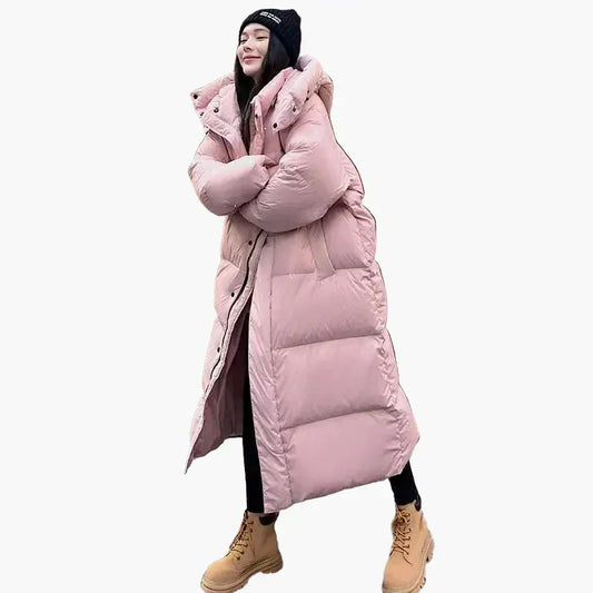 Luxeraum.de Puffer Jackets Rosa / S Damen Puffermantel lang oversized, warm und modern mit Kapuze