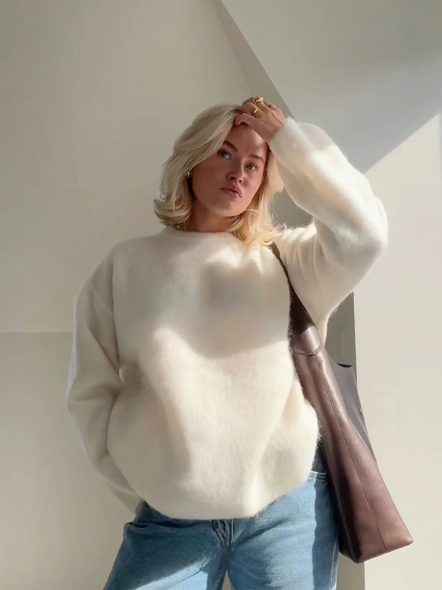 Luxeraum.de Oberteil Creme / S Damen Pullover aus Mohair – weich, warm, hochwertig