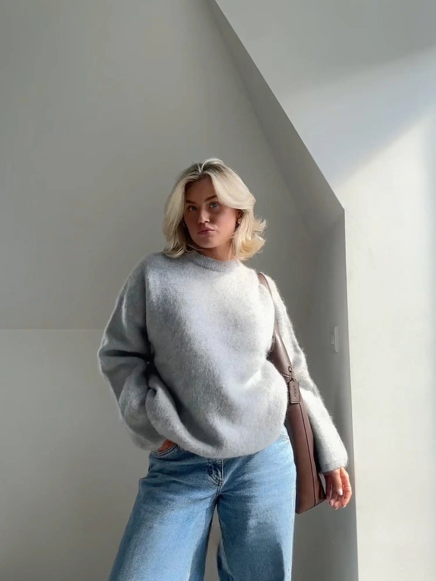 Luxeraum.de Oberteil Grau / S Damen Pullover aus Mohair – weich, warm, hochwertig