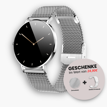 Luxeraum.de Smart Watches Silber Damen Smartwatch - Eleganza PRO Roségold/Silber - Milanaise-Armband - Herzfrequenz - Schlaftracking - Wasserdicht