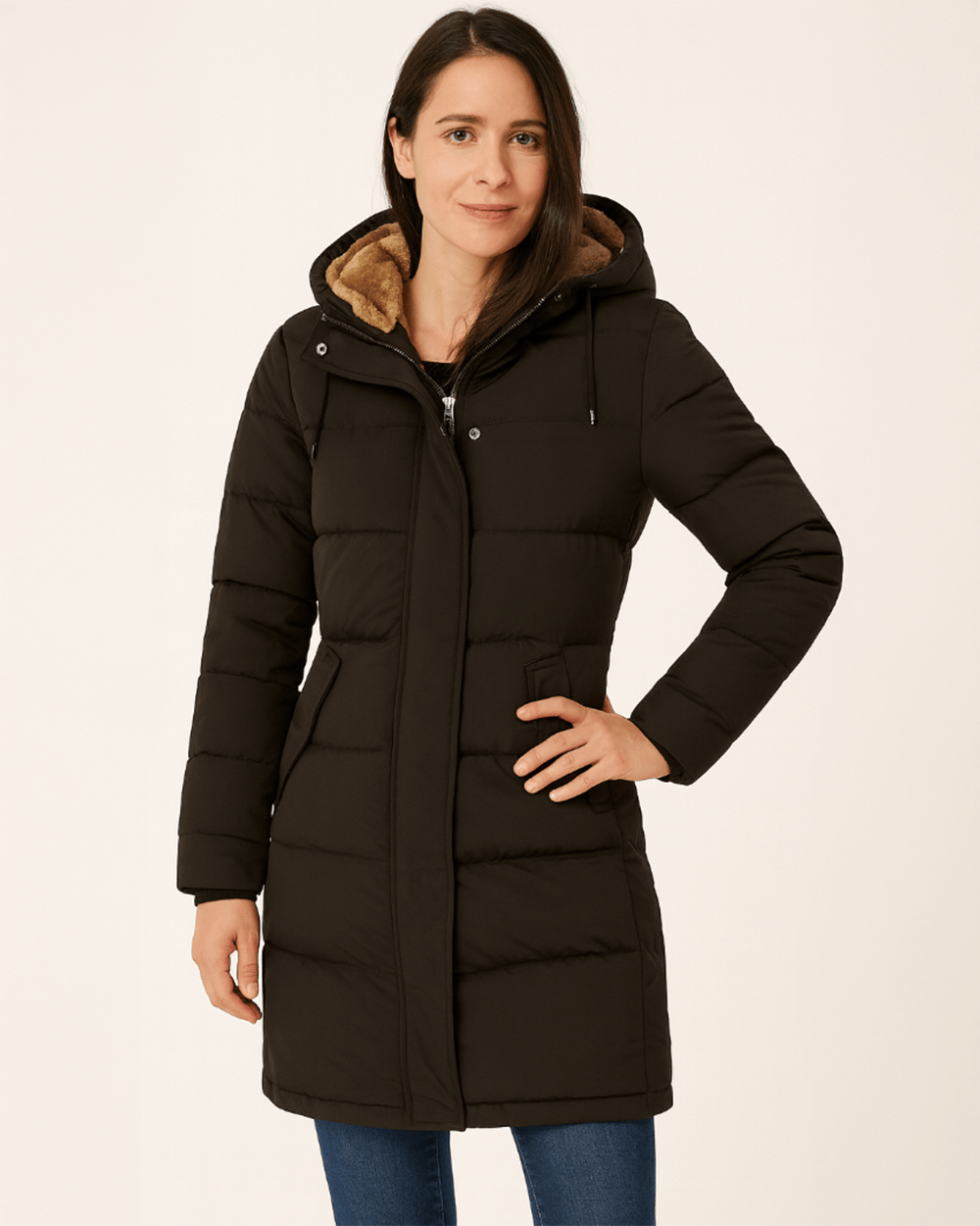 Luxeraum.de Jackets Damen Steppmantel mit Kapuze – warm & hochwertig für den Winter