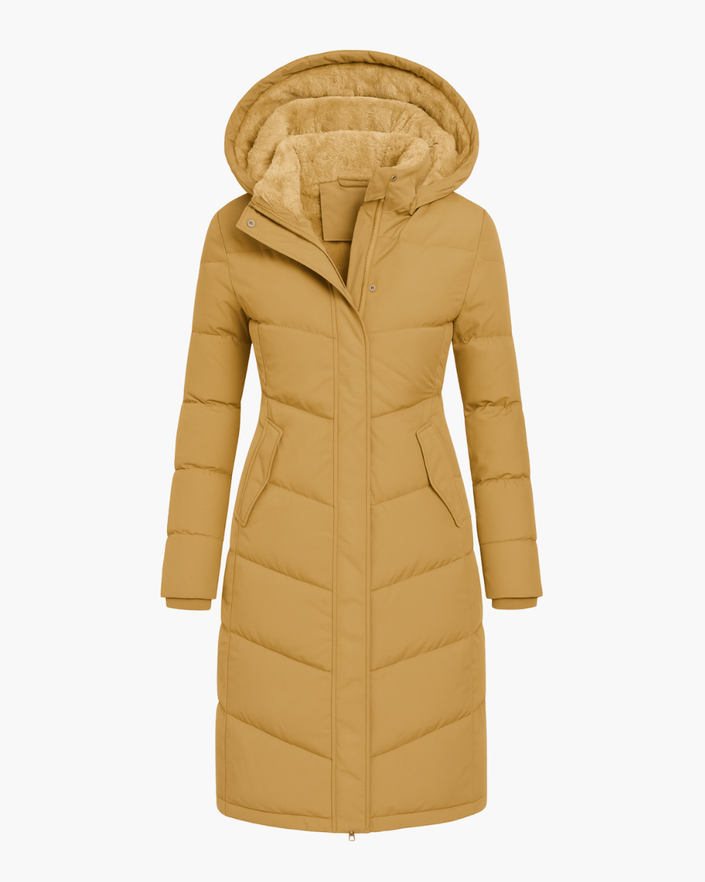 Luxeraum.de Jackets Gelb / S Damen Steppmantel mit Kapuze – warm & hochwertig für den Winter