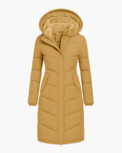 Luxeraum.de Jackets Gelb / S Damen Steppmantel mit Kapuze – warm & hochwertig für den Winter