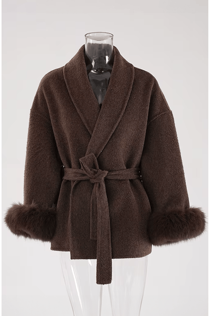 Luxeraum.de Kaffee- Kurz / S Damen Sweater kuschelig warm – eleganter Pullover für kalte Tage