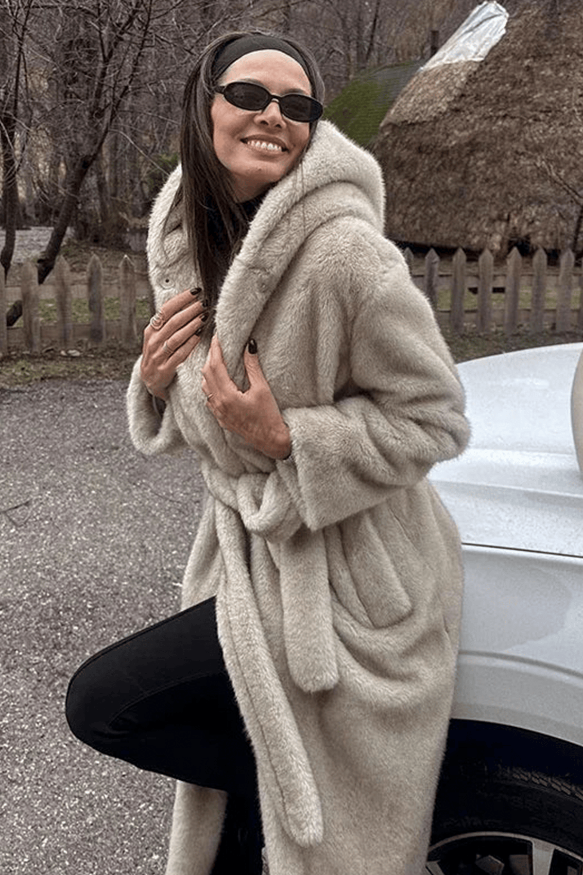 Luxeraum.de Damen Teddy Mantel mit Kapuze – warm & hochwertig