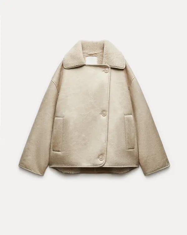 Luxeraum.de Cardigans Beige / S Damen Teddyjacke warm und hochwertig