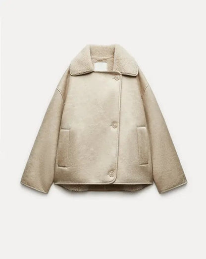 Luxeraum.de Cardigans Beige / S Damen Teddyjacke warm und hochwertig