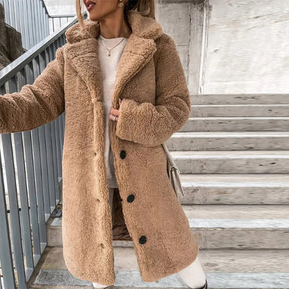 Luxeraum.de Teddyjacke Beige / S Damen Teddymantel warm und weich – Eleganter Wintermantel