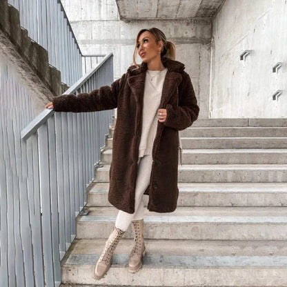 Luxeraum.de Teddyjacke Damen Teddymantel warm und weich – Eleganter Wintermantel