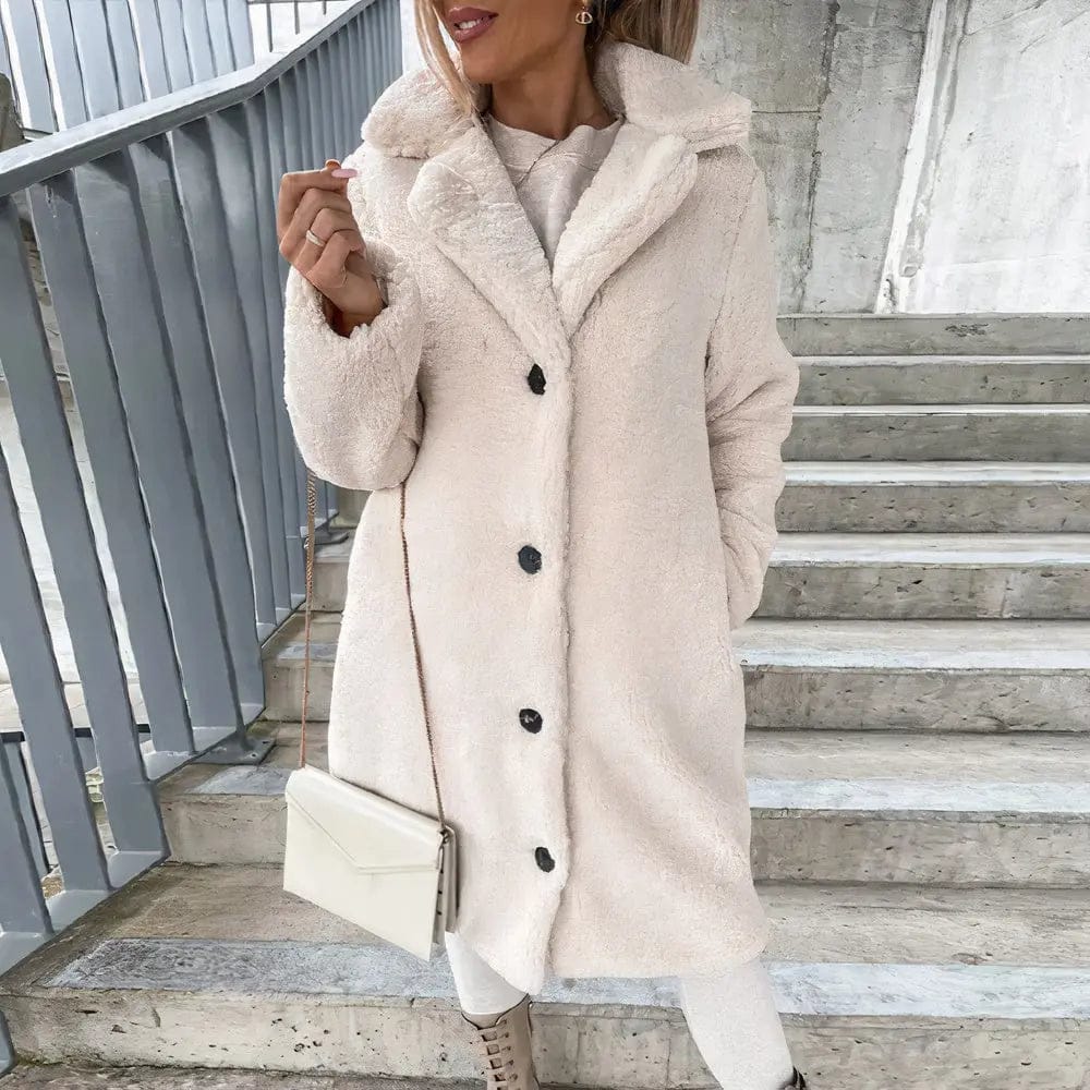 Luxeraum.de Teddyjacke Damen Teddymantel warm und weich – Eleganter Wintermantel