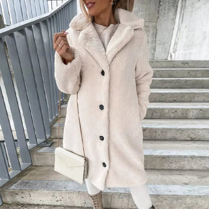 Luxeraum.de Teddyjacke Damen Teddymantel warm und weich – Eleganter Wintermantel