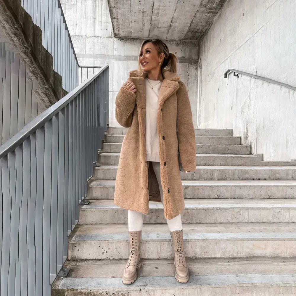 Luxeraum.de Teddyjacke Damen Teddymantel warm und weich – Eleganter Wintermantel