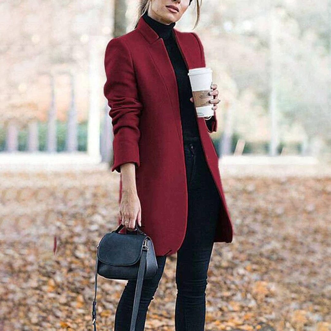 Luxeraum.de Weinrot / S Damen Trenchcoat elegant – hochwertig & warm für kühle Tage