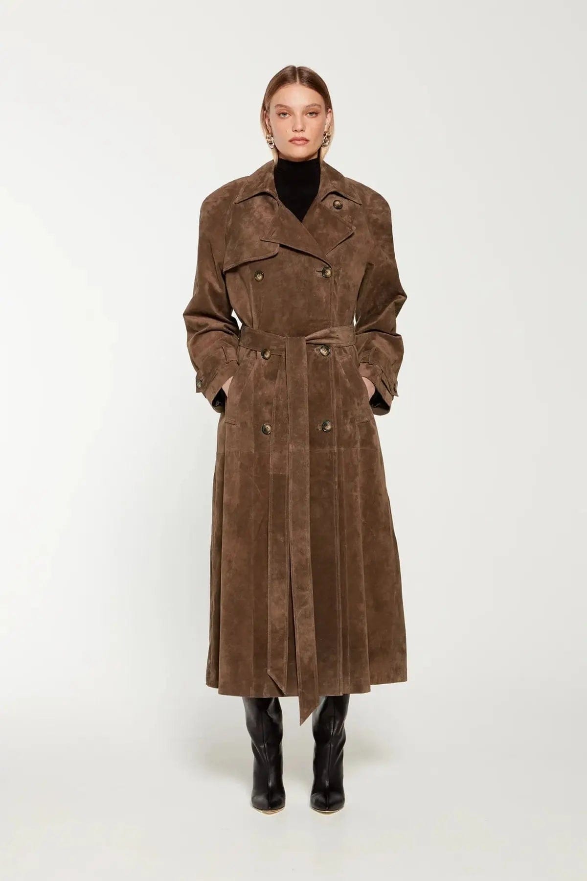 Luxeraum.de Trenchcoat Damen Trenchcoat Wildleder – Eleganter, hochwertiger Mantel