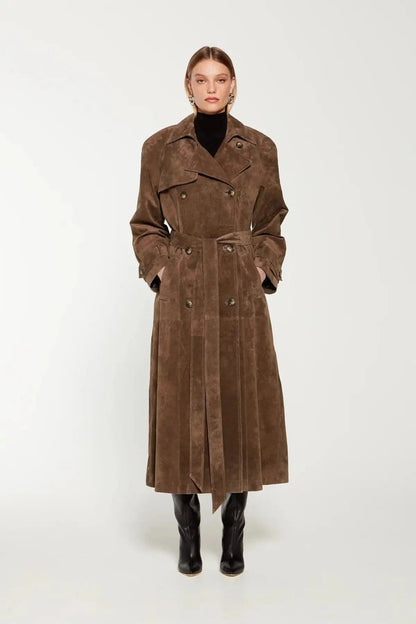 Luxeraum.de Trenchcoat Damen Trenchcoat Wildleder – Eleganter, hochwertiger Mantel