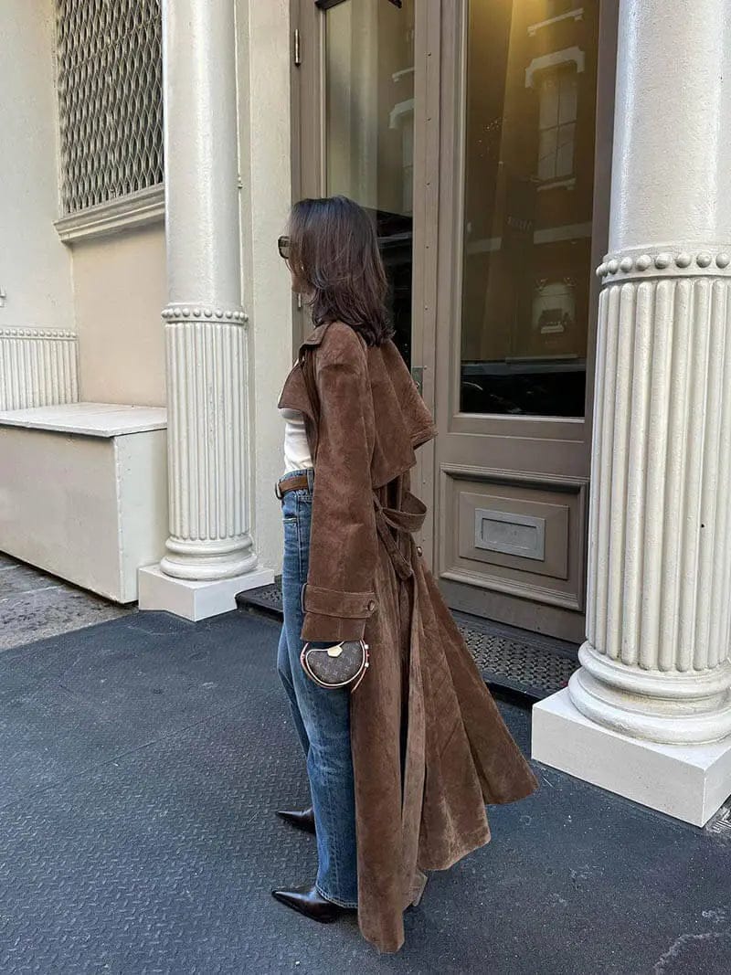 Luxeraum.de Trenchcoat Damen Trenchcoat Wildleder – Eleganter, hochwertiger Mantel