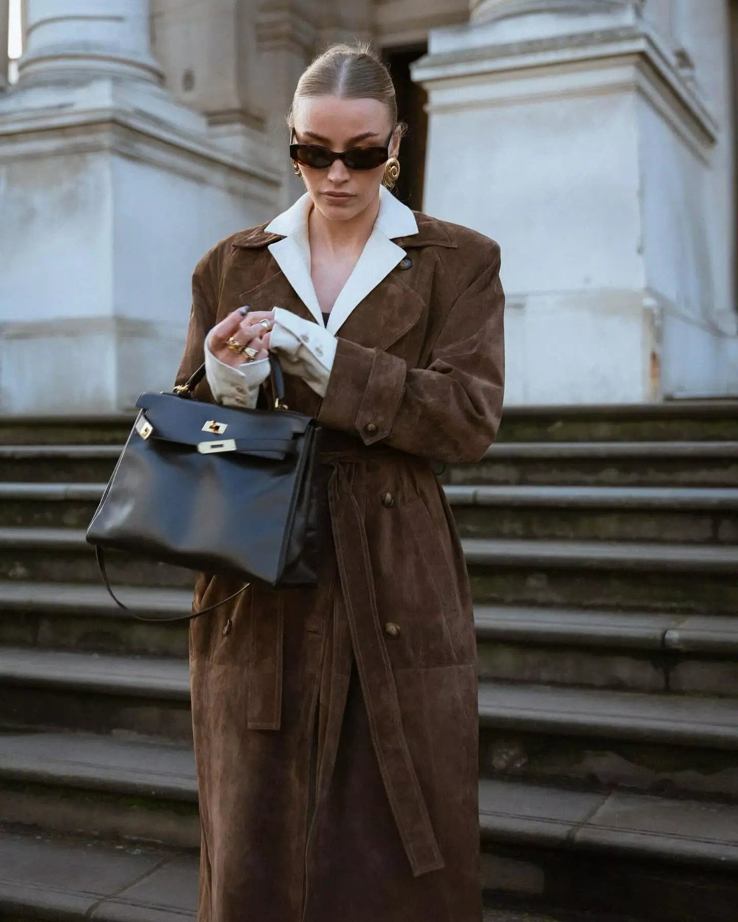 Luxeraum.de Trenchcoat S Damen Trenchcoat Wildleder – Eleganter, hochwertiger Mantel
