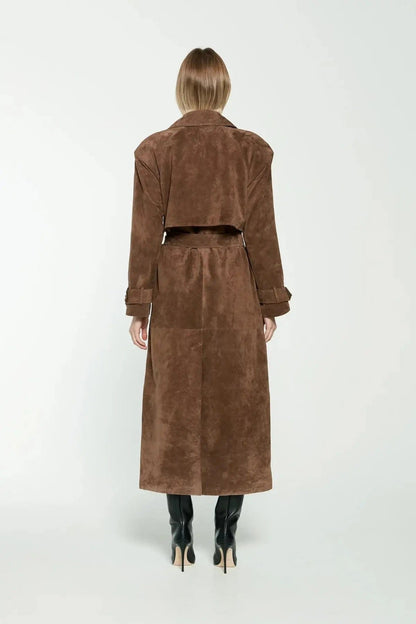 Luxeraum.de Trenchcoat Damen Trenchcoat Wildleder – Eleganter, hochwertiger Mantel
