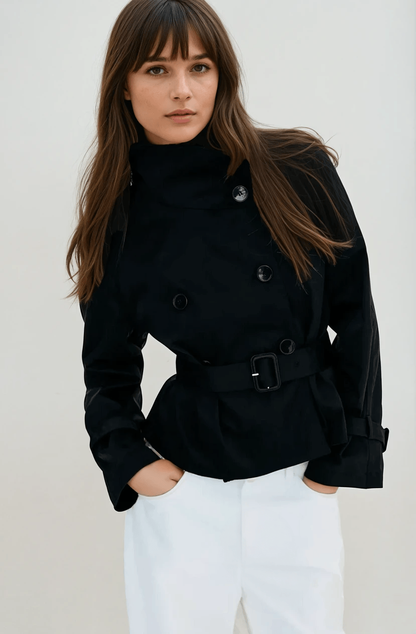 Luxeraum.de Schwarz / S Damen Trenchjacke mit Taillengürtel – elegant und figurbetont