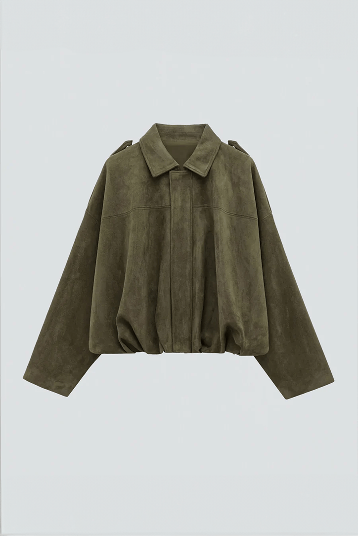 Luxeraum.de Grün / S Damen Wildlederjacke Oversized – modern und hochwertig
