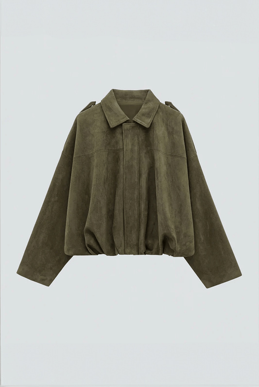 Luxeraum.de Grün / S Damen Wildlederjacke Oversized – modern und hochwertig