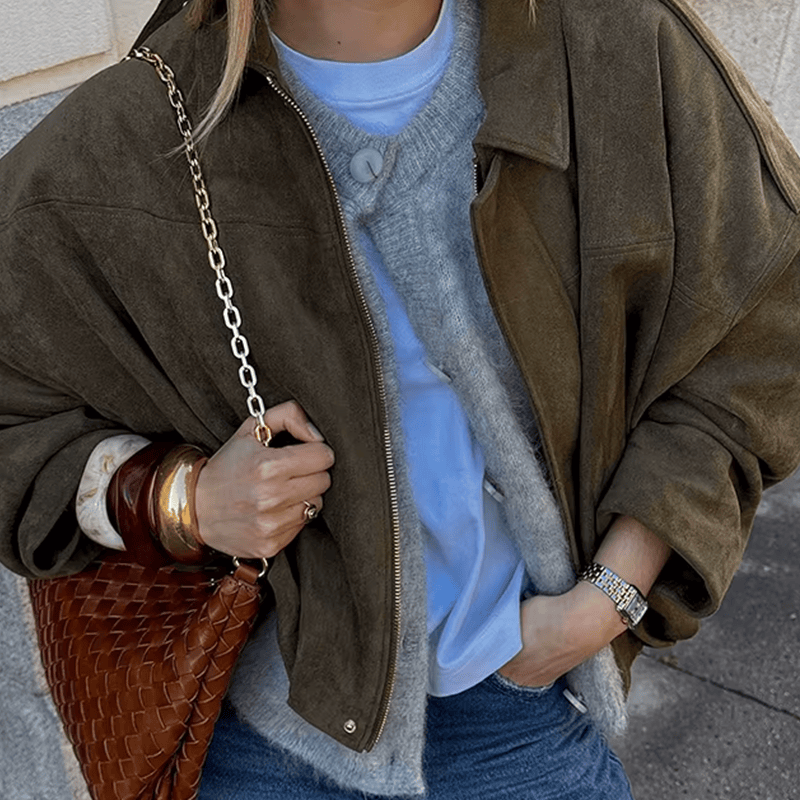 Luxeraum.de Damen Wildlederjacke Oversized – modern und hochwertig