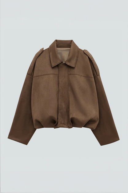 Luxeraum.de Braun / S Damen Wildlederjacke Oversized – modern und hochwertig