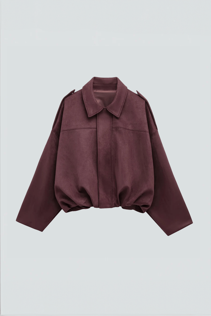 Luxeraum.de Burgundy / S Damen Wildlederjacke Oversized – modern und hochwertig