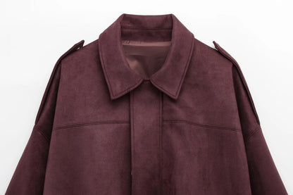 Luxeraum.de Damen Wildlederjacke Oversized – modern und hochwertig