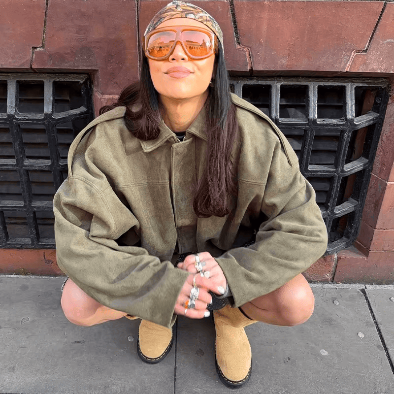 Luxeraum.de Damen Wildlederjacke Oversized – modern und hochwertig