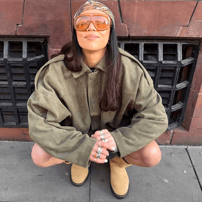 Luxeraum.de Damen Wildlederjacke Oversized – modern und hochwertig