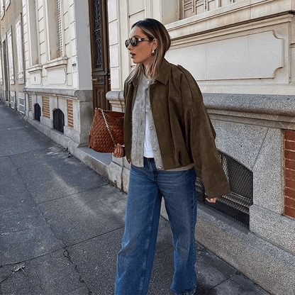 Luxeraum.de Damen Wildlederjacke Oversized – modern und hochwertig