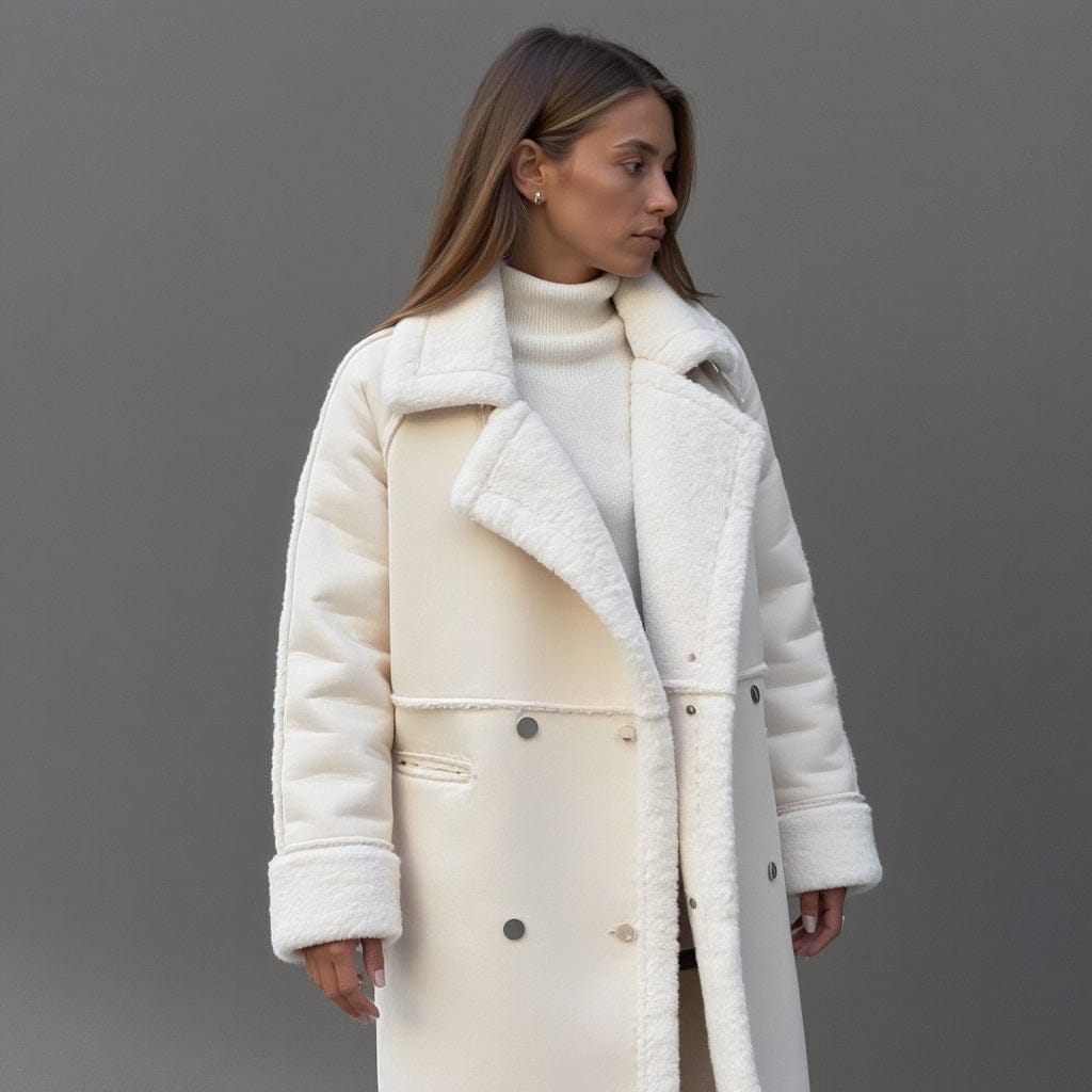 Luxeraum.de AW - Womens - Jackets & Coats Weiß / S Damen Wintermantel aus hochwertigem Wildleder – elegant und warm