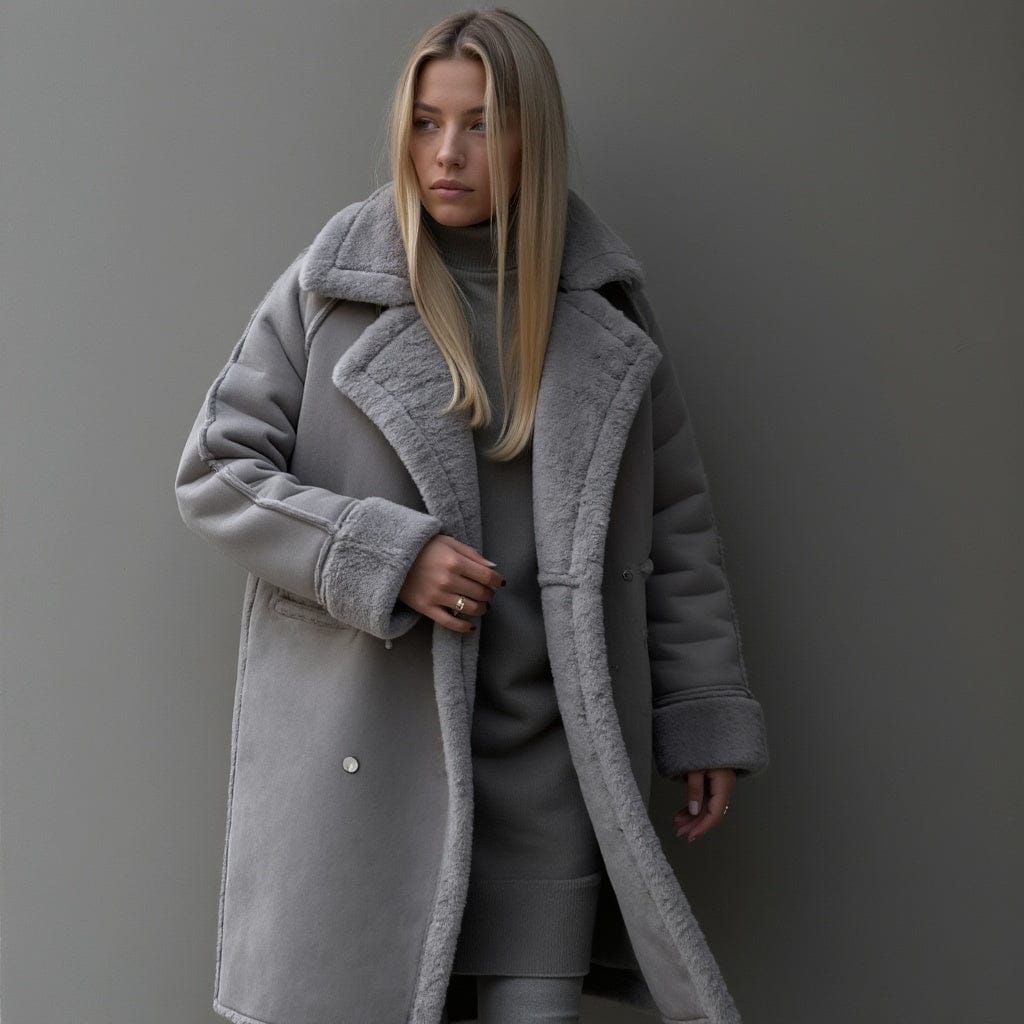 Luxeraum.de AW - Womens - Jackets & Coats Grau / S Damen Wintermantel aus hochwertigem Wildleder – elegant und warm