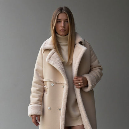 Luxeraum.de AW - Womens - Jackets & Coats Beige / S Damen Wintermantel aus hochwertigem Wildleder – elegant und warm