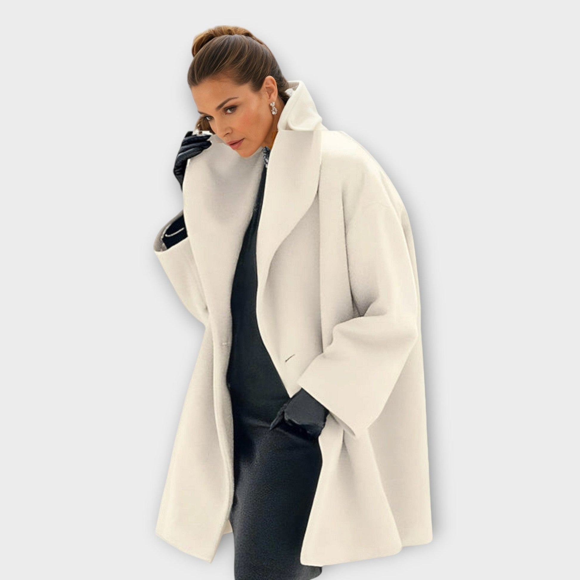 Luxeraum.de Weiß / S Damen Wintermantel Oversized, warm und elegant mit breitem Kragen
