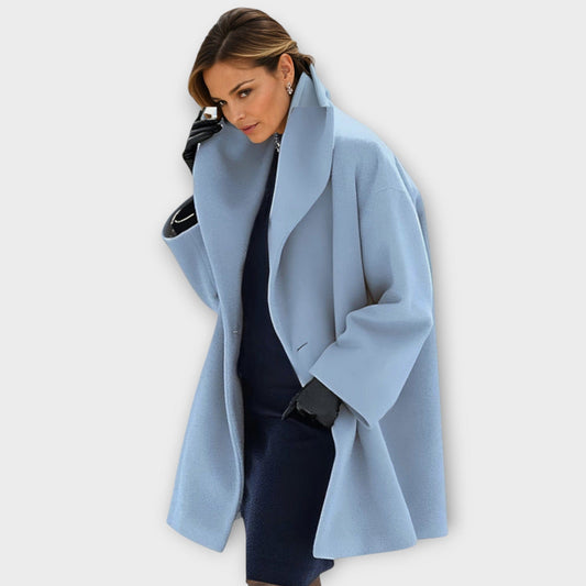 Luxeraum.de Blau / S Damen Wintermantel Oversized, warm und elegant mit breitem Kragen
