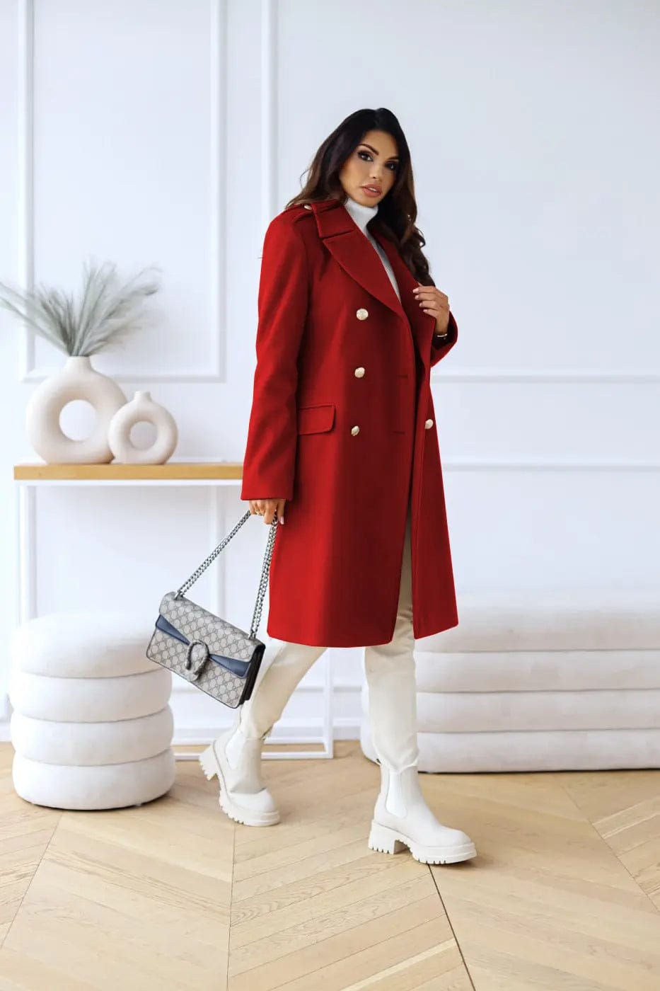 Luxeraum.de Trenchcoat Damen Wollmantel Doppelreihig – Elegant, Warm und Hochwertig
