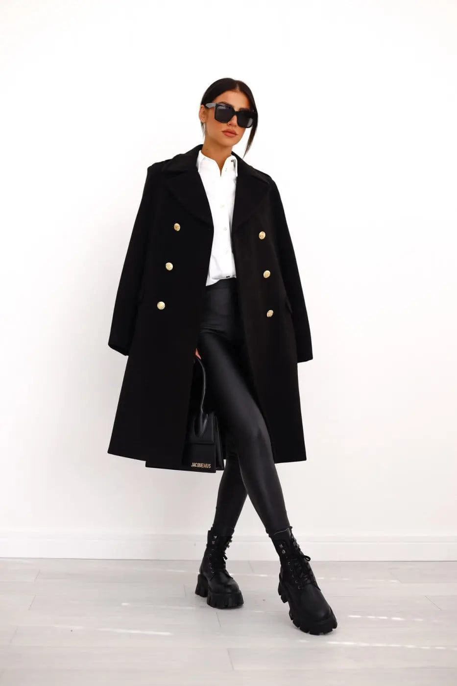 Luxeraum.de Trenchcoat Schwarz / S Damen Wollmantel Doppelreihig – Elegant, Warm und Hochwertig
