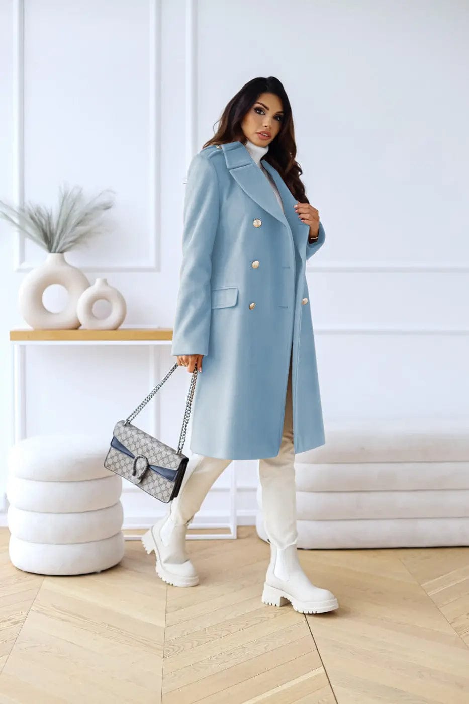 Luxeraum.de Trenchcoat Damen Wollmantel Doppelreihig – Elegant, Warm und Hochwertig
