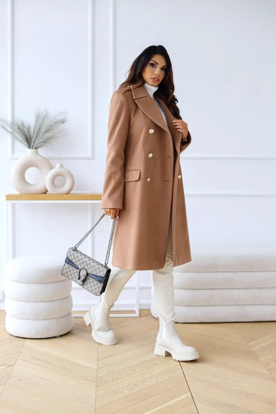 Luxeraum.de Trenchcoat Damen Wollmantel Doppelreihig – Elegant, Warm und Hochwertig