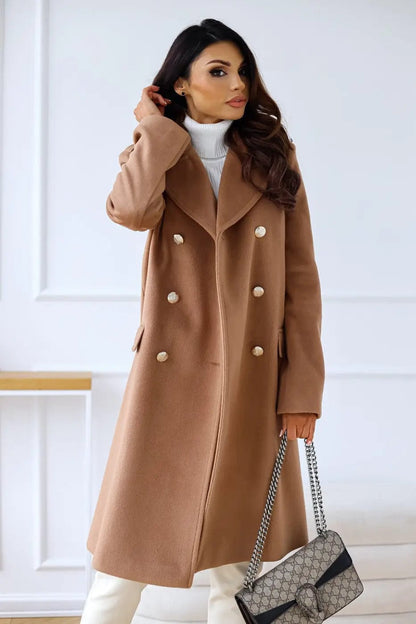Luxeraum.de Trenchcoat Braun / S Damen Wollmantel Doppelreihig – Elegant, Warm und Hochwertig