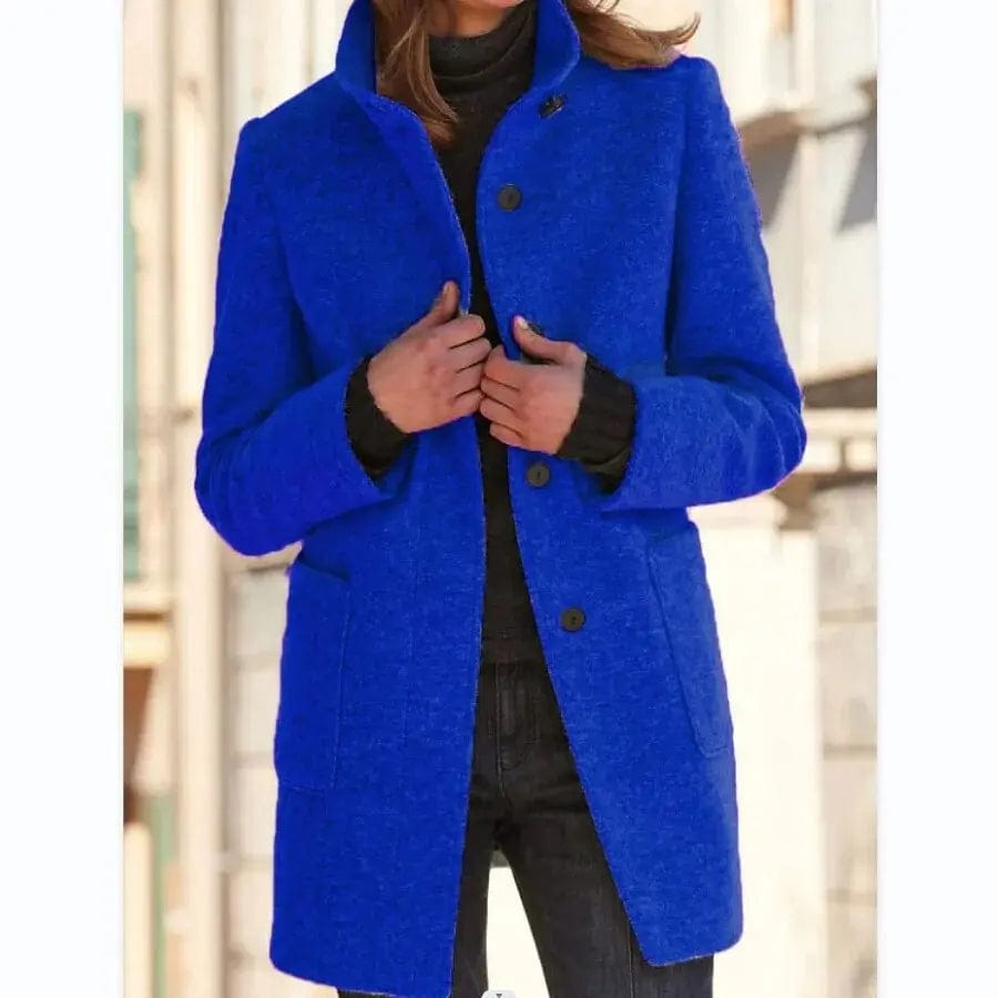 Luxeraum.de Trenchcoat Blau / S Damen Wollmantel elegant mit Knopfverschluss – hochwertig und warm