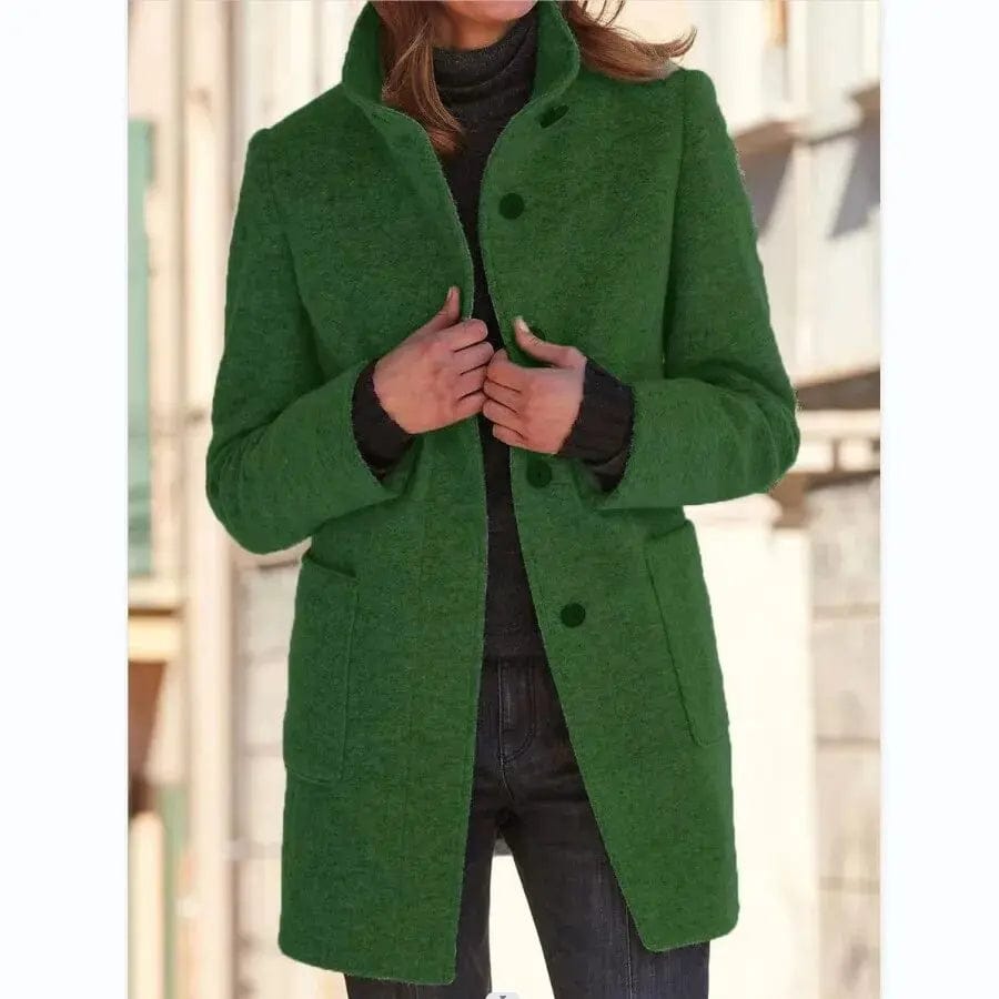 Luxeraum.de Trenchcoat Grün / S Damen Wollmantel elegant mit Knopfverschluss – hochwertig und warm