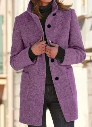 Luxeraum.de Trenchcoat Lila / S Damen Wollmantel elegant mit Knopfverschluss – hochwertig und warm